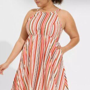 Torrid Halter Dress - size 2 (18/20) High Low Hem - striped